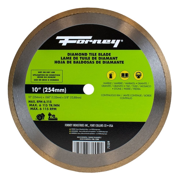 Forney Diamond Tile Cutting Blade, 10 in 71559 - main